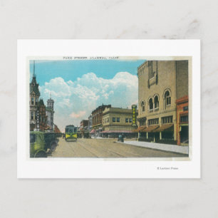 View of Park Street, Street CarAlameda, CA Postcard