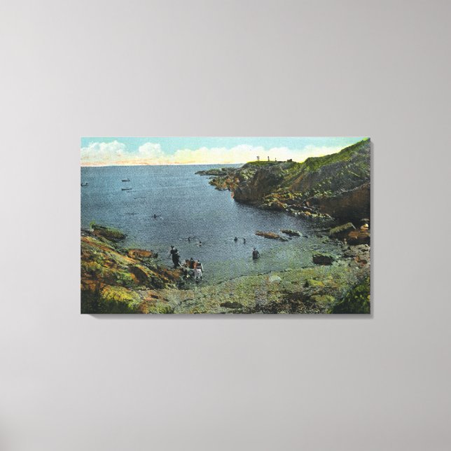 View of Perkins Cove, Swimming Scene Canvas Print (Front)
