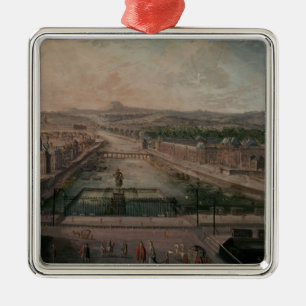 View of Place Dauphine and the Seine Metal Ornament