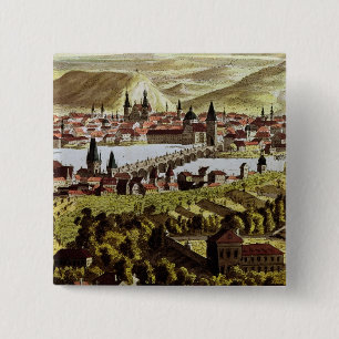 View of Prague 2 Inch Square Button