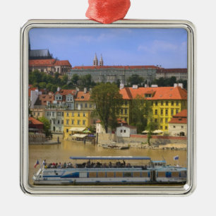View of Prague Castle and town by Vltava Metal Ornament