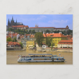 View of Prague Castle and town by Vltava Postcard