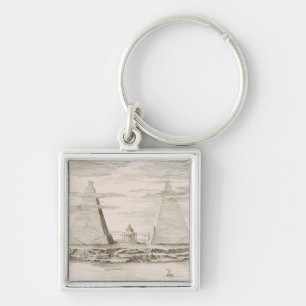 View of pyramids near the tomb of Egyptian Kings Keychain