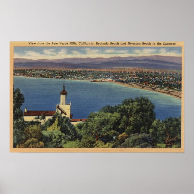 View of Redondo & Hermosa Beaches, California Poster (Front)