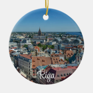 View of Riga old town from above Ceramic Ornament