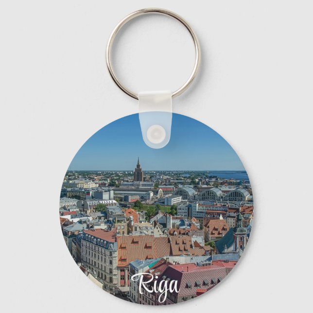 View of Riga old town from above Keychain (Front)