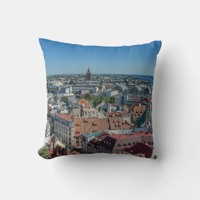 View of Riga old town from above Throw Pillow (Front)