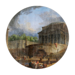 View of Ripetta by Hubert Robert Cutting Board