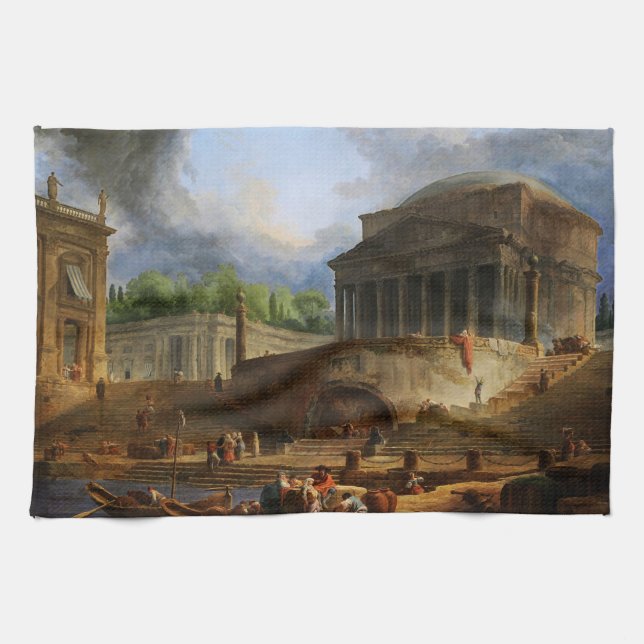 View of Ripetta by Hubert Robert Kitchen Towel (Horizontal)