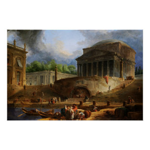 View of Ripetta by Hubert Robert Poster