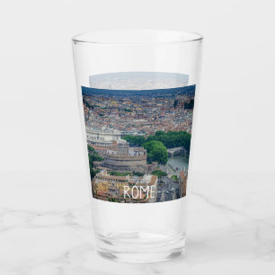 View of Rome historic city center from above Glass