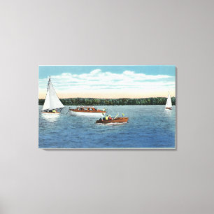 View of Sail and Motor Boats on Owasco Lake Canvas Print