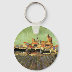 View of Saintes Maries by Vincent van Gogh Keychain