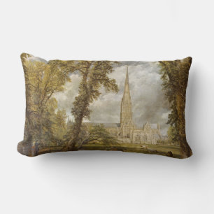 View of Salisbury Cathedral (English Landmark) Lumbar Pillow