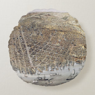 View Of San Francisco, 1878 Round Pillow