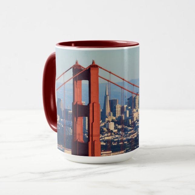 View of San Francisco Through Golden Gate Bridge Mug (Front Left)