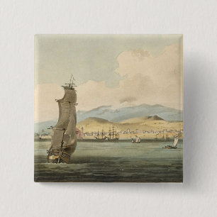 View of Santa Cruz, plate 3 from 'A Voyage to Coch 2 Inch Square Button