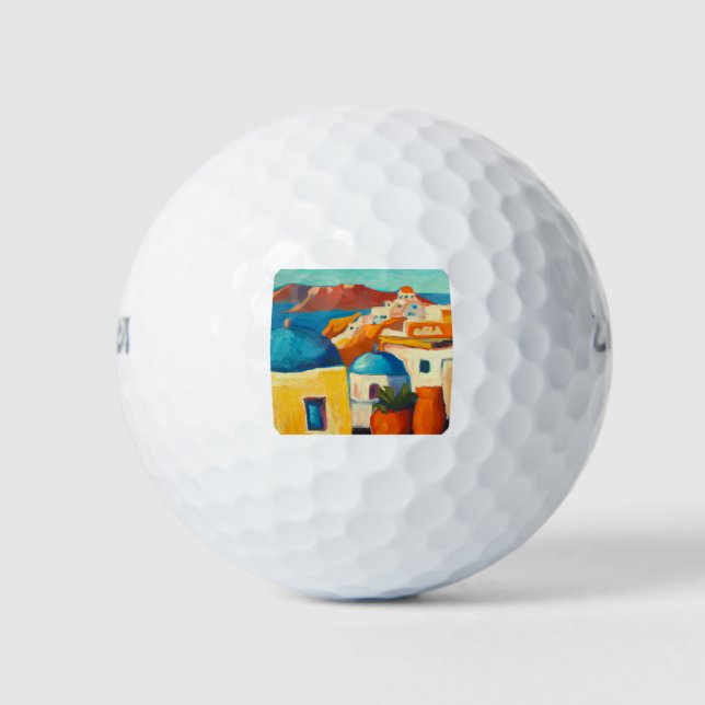 View of Santorini island, Greece Golf Balls (Front)