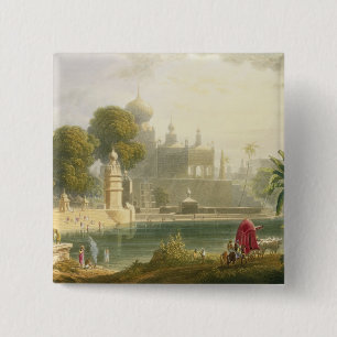 View of Sassoor in the Deccan, from Volume II of ' 2 Inch Square Button