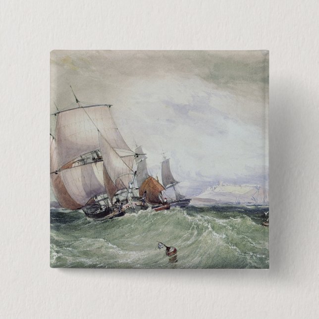 View of Scarborough, with a Collier Brig 2 Inch Square Button (Front)