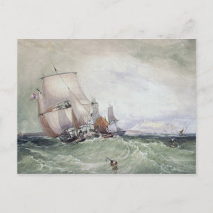 View of Scarborough, with a Collier Brig Postcard
