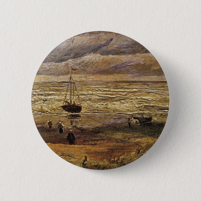 View of Sea at Scheveningen by Vincent van Gogh 2 Inch Round Button (Front)