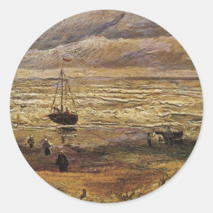 View of Sea at Scheveningen by Vincent van Gogh Classic Round Sticker
