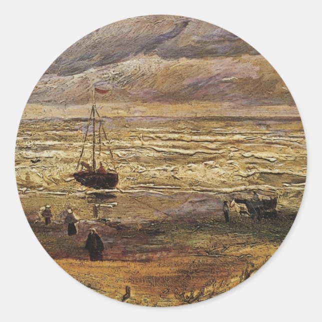 View of Sea at Scheveningen by Vincent van Gogh Classic Round Sticker (Front)