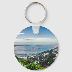 View of sea from mountains keychain
