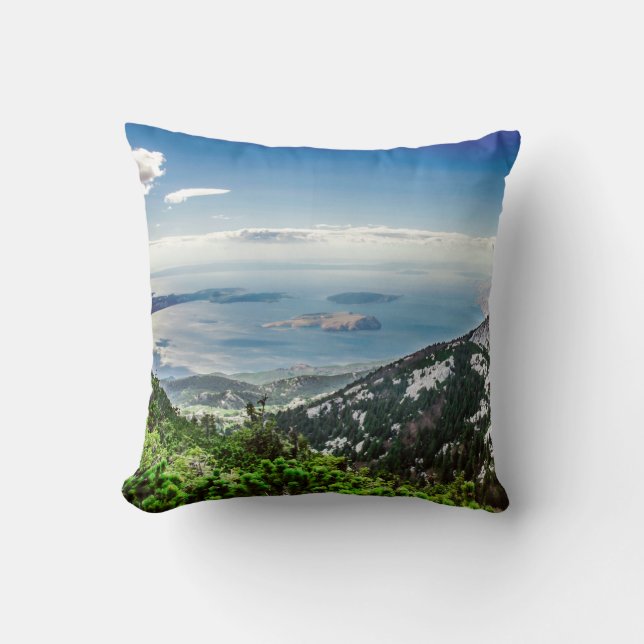 View of sea from mountains throw pillow (Front)