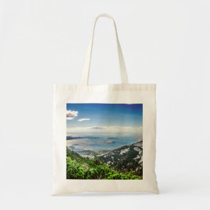 View of sea from mountains tote bag