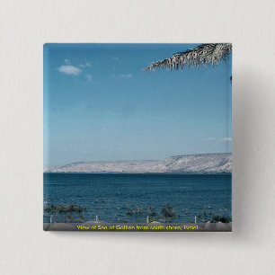 View of Sea of Galilee from south shore, Israel 2 Inch Square Button