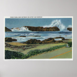 View of Seal Rock in between Waldport and Poster