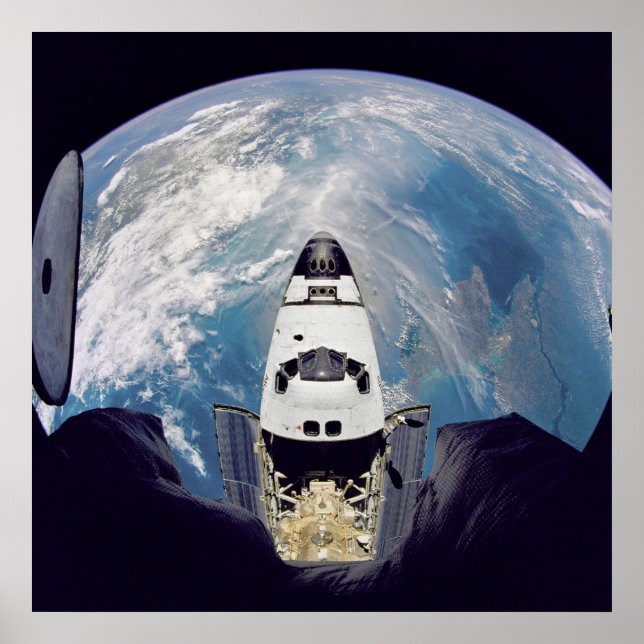 View of Shuttle Atlantis from Mir Space Station Poster (Front)