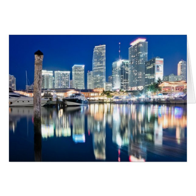 View of skyline with reflection in water, Miami (Front Horizontal)