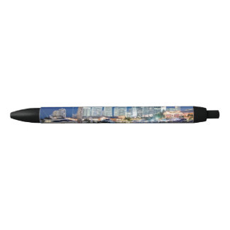 View of skyline with reflection in water, Miami Black Ink Pen