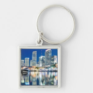 View of skyline with reflection in water, Miami Keychain