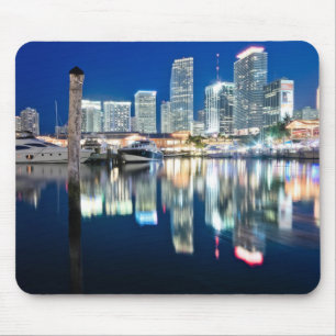 View of skyline with reflection in water, Miami Mouse Pad