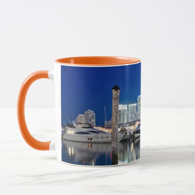 View of skyline with reflection in water, Miami Mug (Left)