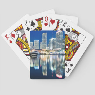 View of skyline with reflection in water, Miami Playing Cards