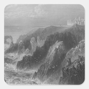 View of Slaines Castle, near Peterhead Square Sticker
