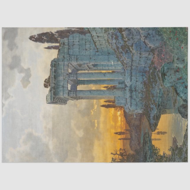 View of Southern Italy with Ancient Roman Ruins Tissue Paper (Front)