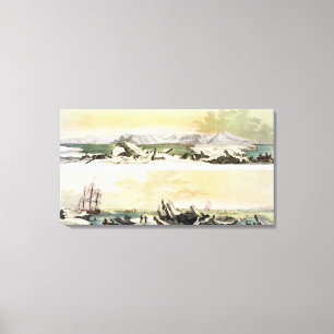 View of Spitsbergen with 'The Dorothea' (colour en Canvas Print