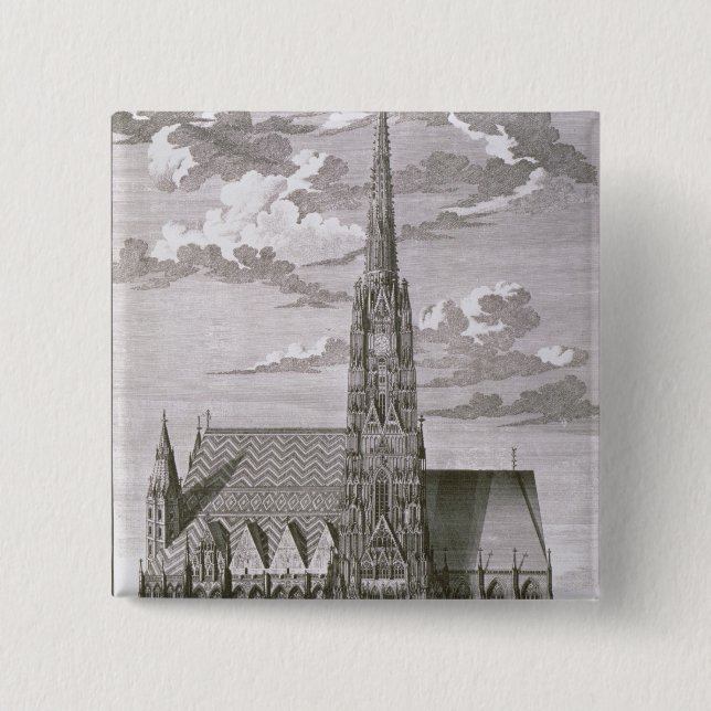 View of St. Stephan's Cathedral 2 Inch Square Button (Front)