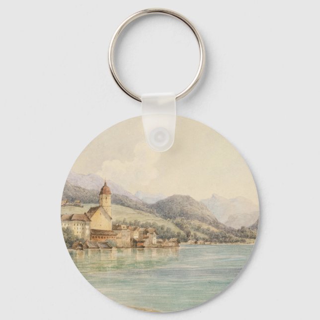 View of St. Wolfgang on Lake Wolfgang Carl Lafite Keychain (Front)