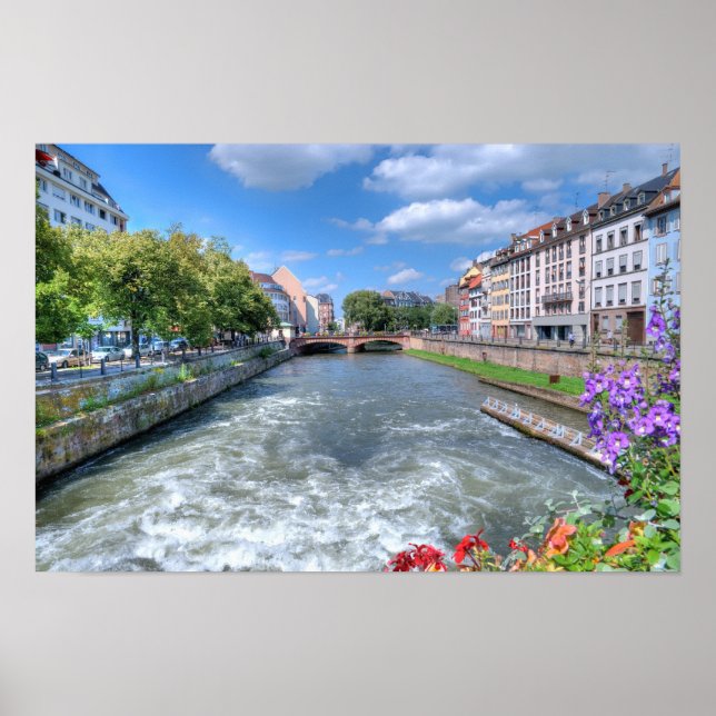 View of Strasbourg from the bridge in bright day Poster (Front)
