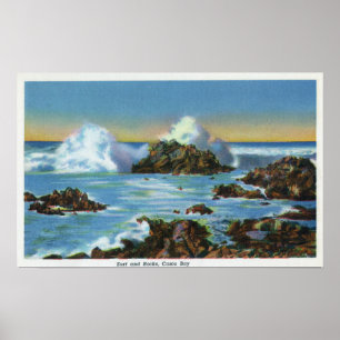 View of Surf Along the Rock Poster