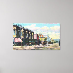 View of Telegraph Ave with Horse Carts Canvas Print
