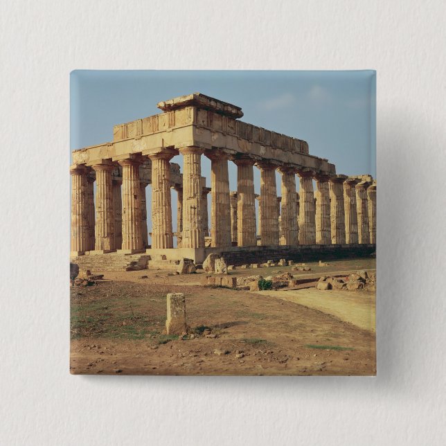 View of Temple E, c.490-480 BC 2 Inch Square Button (Front)
