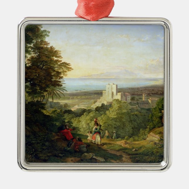 View of Terracina and Monte Circeo, 1833 Metal Ornament (Front)